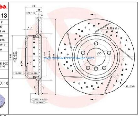 BREMBO TARCZE HAMULCOWE NAWIERCANE BMW 1 3 PRZÓD 338X26MM