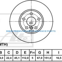 ATE TARCZE HAMULCOWE BMW 2 F45 F46 X1 F48 X2 F39 PRZÓD 307X24MM