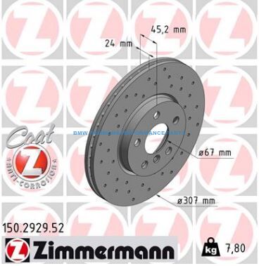 ZIMMERMANN BMW SERIA 2, X1 TARCZE HAMULCOWE PRZÓD NAWIERCANE