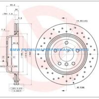 BREMBO XTRA TARCZE HAMULCOWE NAWIERCANE BMW 5 E60 E61  6 E63 E64 TYŁ 320X20