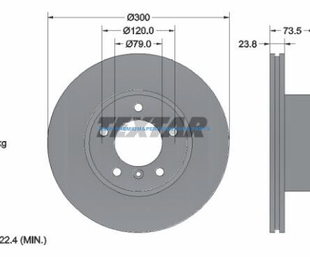 TEXTAR PRO+ TARCZE HAMULCOWE BMW 1 E81 E82 E87 E88 3 E90 E91 E92 E93 Z4 E89 PRZÓD 300X24MM