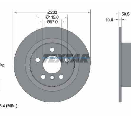 TEXTAR PRO TARCZE HAMULCOWE BMW 2 F45 F46 X1 F48 X2 F39 TYŁ 280X10MM