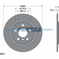 TEXTAR PRO TARCZE HAMULCOWE BMW 2 F45 F46 X1 F48 X2 F39 TYŁ 280X10MM