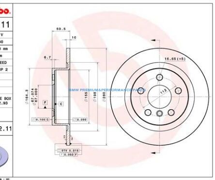 BREMBO TARCZE HAMULCOWE BMW 2 F45 F46 X1 F48 TYŁ 280X10MM