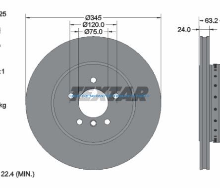 TEXTAR TARCZE HAMULCOWE PRO+ BMW 5, 6 TYŁ 345X24