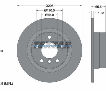 TEXTAR PRO TARCZE HAMULCOWE BMW 1 3 TYŁ 296X10,5MM