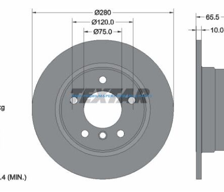TEXTAR PRO TARCZE HAMULCOWE BMW 1 TYŁ 280X10