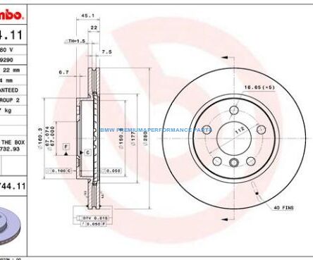 BREMBO TARCZE HAMULCOWE BMW 2 F45 PRZÓD 282X22MM