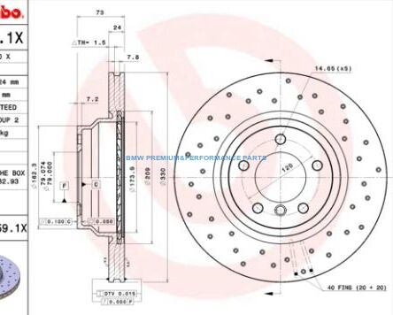 BREMBO XTRA TARCZE HAMULCOWE NAWIERCANE BMW 1 3 X1 PRZÓD 330X24MM