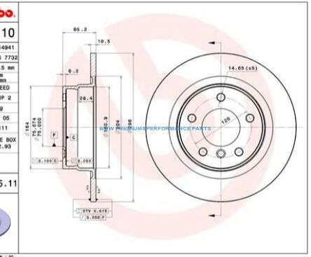 BREMBO TARCZE HAMULCOWE BMW 1 3 TYŁ 296X10,5MM