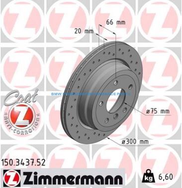 ZIMMERMANN BMW SERIA 1, 3, X1 TARCZE HAMULCOWE TYŁ NAWIERCANE