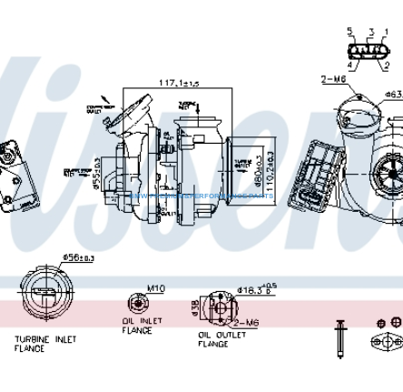 NISSENS TURBOSPRĘŻARKA BMW M57, N57 SERIA 3, 5, 7, X5, X6 | E90, E91, E92, E93, E60, E61, F07, F10, F11, F01, F02, E70, E71