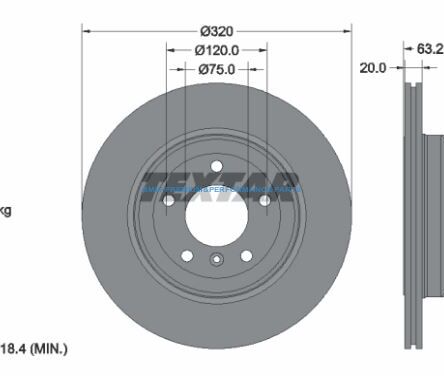 TEXTAR PRO TARCZE HAMULCOWE BMW 5 E60 E61  6 E63 E64 TYŁ 320X20