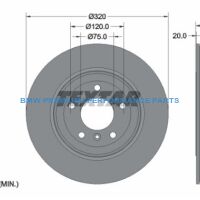 TEXTAR PRO TARCZE HAMULCOWE BMW 5 E60 E61  6 E63 E64 TYŁ 320X20