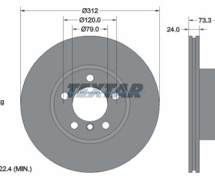 TEXTAR PRO+ TARCZE HAMULCOWE BMW 1 2 3 4 X1 PRZÓD 312X24MM