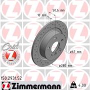 ZIMMERMANN BMW SERIA 1, 2, X1, X2 TARCZE HAMULCOWE TYŁ NAWIERCANE