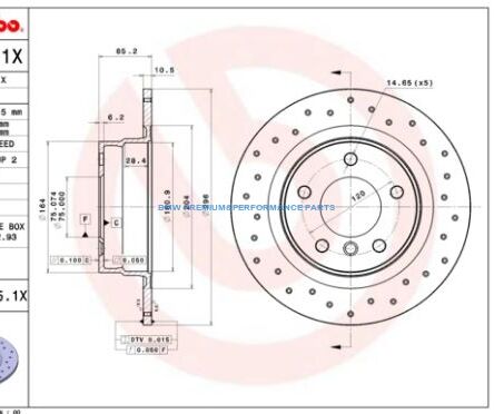 BREMBO XTRA TARCZE HAMULCOWE NAWIERCANE BMW 1 3 TYŁ 296X10,5MM