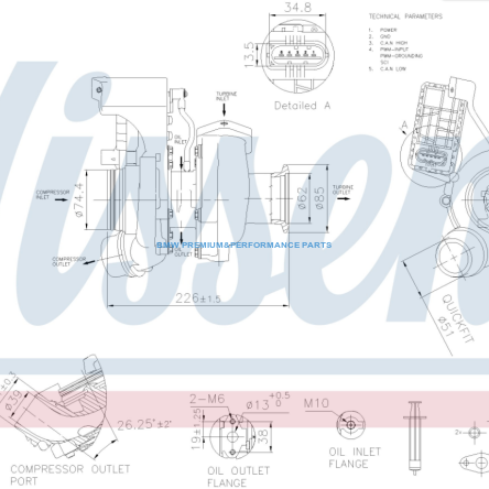 NISSENS TURBOSPRĘŻARKA BMW N47 SERIA 1, 3, X1 | E81, E82, E87, E88, E90, E91, E84
