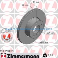 ZIMMERMANN BMW SERIA 1, 2, 3, 4, X1 TARCZE HAMULCOWE PRZÓD PREMIUM GŁADKIE