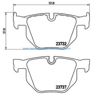 BREMBO KLOCKI HAMULCOWE TYŁ BMW 5 E60 E61 6 E63 E64