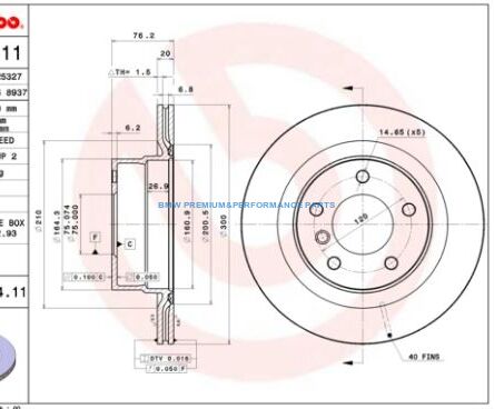 BREMBO TARCZE HAMULCOWE BMW 1 E82 E88  TYŁ 300X20MM