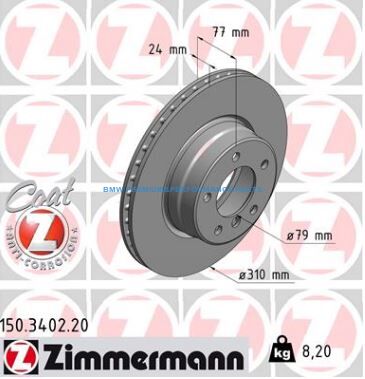ZIMMERMANN BMW SERIA 5 TARCZE HAMULCOWE PRZÓD PREMIUM GŁADKIE