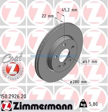 ZIMMERMANN BMW SERIA 2 TARCZE HAMULCOWE PRZÓD PREMIUM GŁADKIE