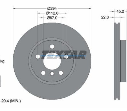 TEXTAR PRO TARCZE HAMULCOWE BMW 2 F45 F46 X2 F39 PRZÓD 294X22MM