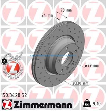 ZIMMERMANN BMW SERIA 1, 3, X1 TARCZE HAMULCOWE PRZÓD NACINANE 