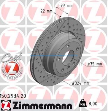 ZIMMERMANN BMW SERIA 1 TARCZE HAMULCOWE TYŁ SPORTOWE NACINANE I NAWIERCANE