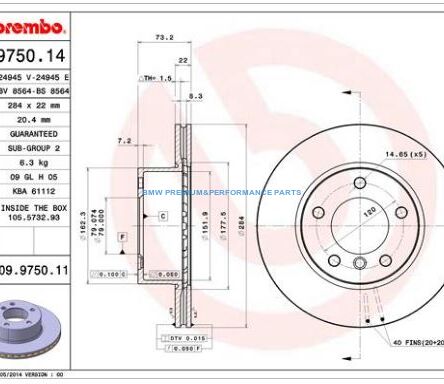 BREMBO TARCZE HAMULCOWE BMW 1 E81 E87 PRZÓD 284X22MM