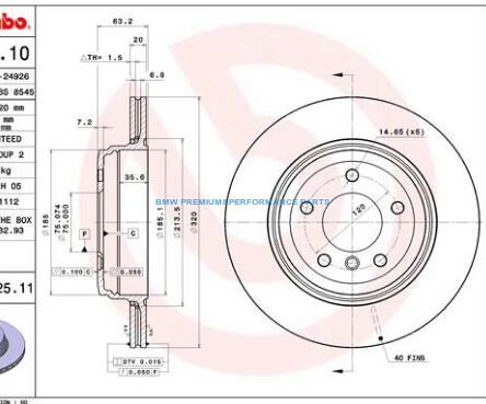 BREMBO TARCZE HAMULCOWE BMW 5 E60 E61  6 E63 E64 TYŁ 320X20