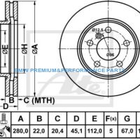 ATE TARCZE HAMULCOWE BMW 2 F45 PRZÓD 282X22MM