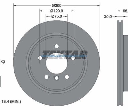 TEXTAR PRO TARCZE HAMULCOWE BMW 1 3 X1 TYŁ 300X20MM