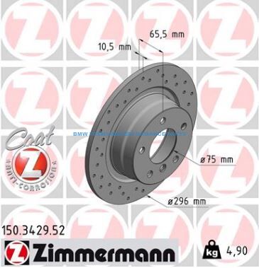 ZIMMERMANN BMW SERIA 1, 3 TARCZE HAMULCOWE TYŁ NAWIERCANE