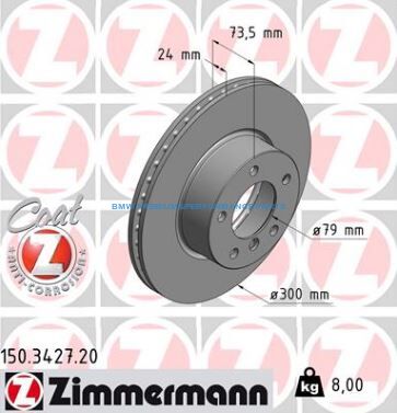 ZIMMERMANN BMW SERIA 1, 3, Z4 TARCZE HAMULCOWE PRZÓD PREMIUM GŁADKIE