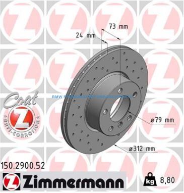 ZIMMERMANN BMW SERIA 1, 2, 3, 4, X1 TARCZE HAMULCOWE PRZÓD NAWIERCANE
