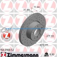 ZIMMERMANN BMW SERIA 1, 2, 3, 4, X1 TARCZE HAMULCOWE PRZÓD NAWIERCANE