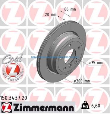 ZIMMERMANN BMW SERIA 1, 3, X1 TARCZE HAMULCOWE TYŁ PREMIUM GŁADKIE