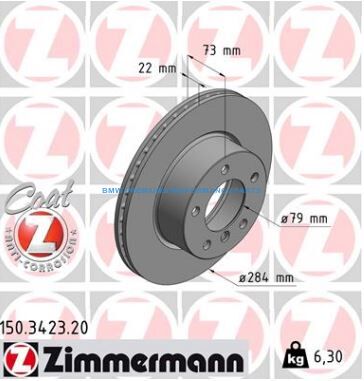 ZIMMERMANN BMW SERIA 1 TARCZE HAMULCOWE PRZÓD PREMIUM GŁADKIE