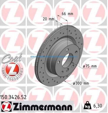 ZIMMERMANN BMW SERIA 1, 3 TARCZE HAMULCOWE TYŁ NAWIERCANE