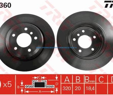 TRW TARCZE HAMULCOWE BMW 5 E60 E61  6 E63 E64 TYŁ 320X20MM