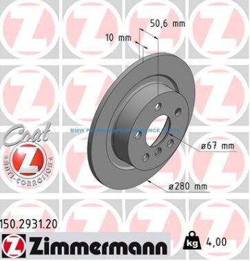 ZIMMERMANN BMW SERIA 1, 2, X1, X2 TARCZE HAMULCOWE TYŁ PREMIUM GŁADKIE