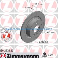 ZIMMERMANN BMW SERIA 1, 2, X1, X2 TARCZE HAMULCOWE TYŁ PREMIUM GŁADKIE