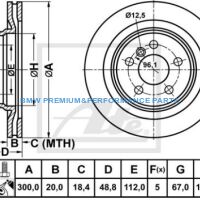 ATE TARCZE HAMULCOWE BMW 2 F45 F46 X1 F48 X2 F39 TYŁ 300X20MM