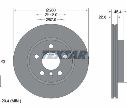 TEXTAR PRO TARCZE HAMULCOWE BMW 2 F45 PRZÓD 282X22MM