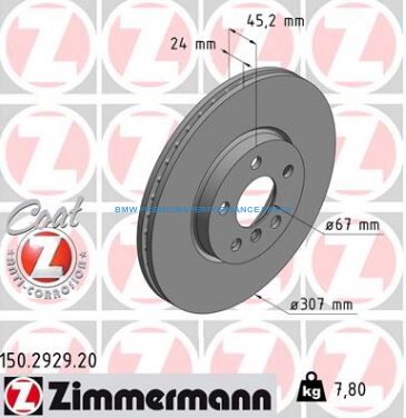 ZIMMERMANN BMW SERIA 2, X1, X2 TARCZE HAMULCOWE PRZÓD PREMIUM GŁADKIE
