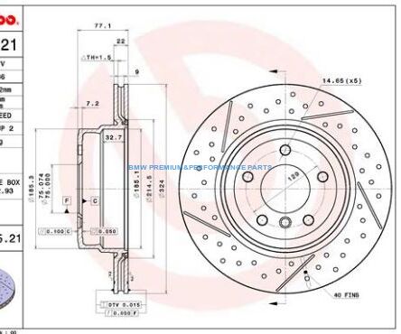 BREMBO TARCZE HAMULCOWE NAWIERCANE BMW 1 E82 E88 TYŁ 324X22MM