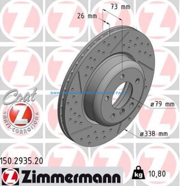 ZIMMERMANN BMW SERIA 1, 3 TARCZE HAMULCOWE PRZÓD NAWIERCANE